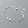 A36054 s925 sterling silver rhinestone square hollowed charm bracelet
