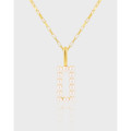 A40933 elegant geometric square pearl s925 sterling silver necklace
