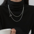 A37208 s925 sterling silver simpleOT doublelayer necklace