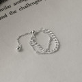 A43908 s925 silver bead doublelayered chain bar fringe ring