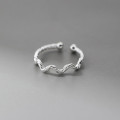 A43248 s925 silver fashion unique twist weave simple spiral adjustable ring