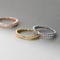 A42752 s925 sterling silver rhinestone goldplated gold fashion ring
