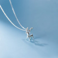 A44831 s925 sterling silver deer flower trendy elegant necklace