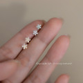 A39232 s925 silver stud elegant cute rhinestone trendy flower earrings