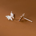 A37890 s925 sterling silver wrinkled butterfly stud design elegant earrings
