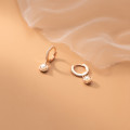 A33843 s925 sterling silver simple trendy rhinestone circle pearl chic fashion earrings
