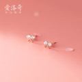 A33207 s925 sterling silver cute rhinestone bow earrings