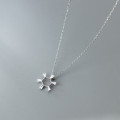 A35277 s925 sterling silver chic simple circle hexagon geometric rhinestone necklace