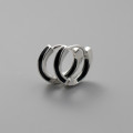 A38272 s925 sterling silver black white circle design earrings