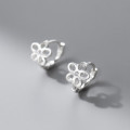 A40921 s925 sterling silver trendy hollowed rhinestone flower simple earrings