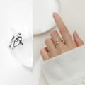 A35061 s925 sterling silver hollowed adjustable ring