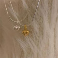 A39896 sterling silver heart simple elegant necklace