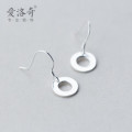 A38390 s925 sterling silver simple circle unique hollowed geometric short earrings