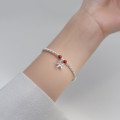 A36072 s925 sterling silver ball stretchy rope charm bracelet
