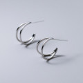 A40807 s925 sterling silver simple double layer bar stud design earrings
