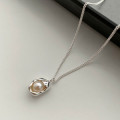 A45047 s925 silver sweet dainty geometric necklace