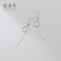 A31598 s925 sterling silver irregular hollowed rhinestone teardrop tassel chic earrings