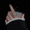 A36193 s925 sterling silver unique doublelayer spiral adjustable bead ring