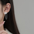 A38291 s925 sterling silver rhinestone wrinkled chain bar design unique earrings