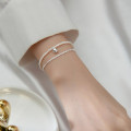 A36452 s925 sterling silver simple unique starlight pearl charm bracelet