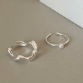 A44594 s925 sterling silver dainty simple weave adjustable ring