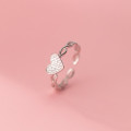 A36161 s925 sterling silver heart rhinestone heartshape trendy braided twist ring