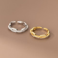 A36995 s925 sterling silver rhinestone chain ring
