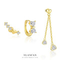 A44344 s925 sterling silver heart stud fashion unique set earrings