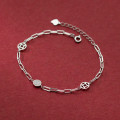 A38117 s925 sterling silver rhinestone copper charm design elegant bracelet