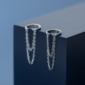 A42959 s925 sterling silver clipon circle elegant double layer fringe earrings