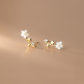 A35849 s925 sterling silver shell flower earrings