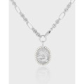 A40629 elegant geometric oval pearl s925 sterling silver necklace