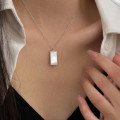 A42987 s925 sterling silver fashion simple geometric square shell design