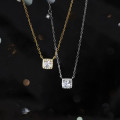 A44387 s925 silver trendy sweet unique square rhinestone cross necklace