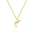 A45849 s925 sterling silver dolphin pendant gold cubic zirconia necklace