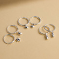 A42696 silver rope hoop cute earrings