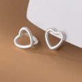 A38078 s925 sterling silver hollowed heart twist design heartshape earrings