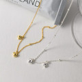 A43860 s925 sterling silver sweet simple rhinestone heart stars necklace