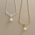 A45183 sterling silver twist pearl simple necklace