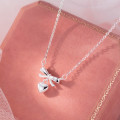 A43866 s925 sterling silver trendy sweet butterfly heart necklace