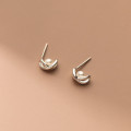 A35481 s925 sterling silver simple hollowed small trendy pearl cute earrings