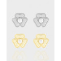 A43281 design flower floral pearl stud sterling silver s925 earrings