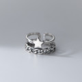 A36149 s925 sterling silver fashion vintage silver doublelayer cute star ring