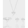 A42812 design ribbon butterfly adjustable sterling silver s925 stud earrings ring