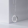 A31225 s925 sterling silver circle fashion chic double hollowed necklace