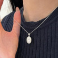 A42723 sterling silver shell heart simple elegant necklace