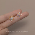 A35766 s925 sterling silver trendy chic rhinestone hollowe earrings
