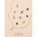 A43624 s925 sterling silver teardrop cubic zirconia beautiful necklace