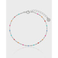 A38888 design simple unique colorful beaded chain bar s925 sterling silver charm bracelet