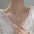 A32397 s925 sterling silver doublelayer butterfly chic rhinestone necklace